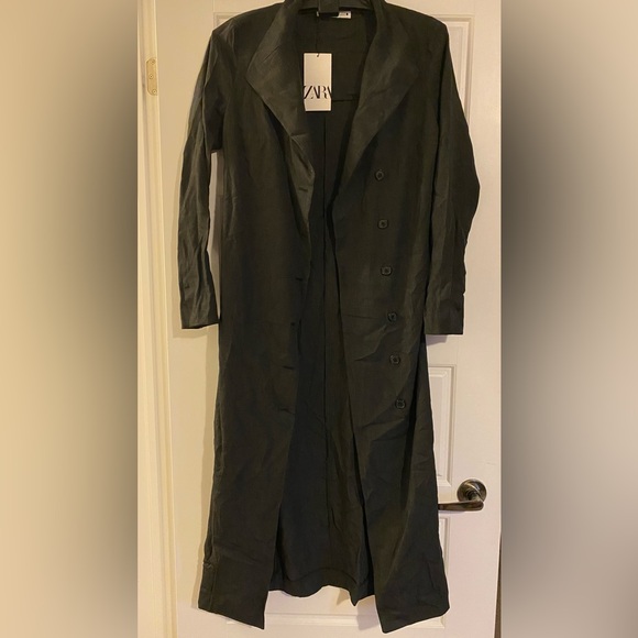 BNWT Zara medium EXTRA LONG WOOL BLEND COAT - Picture 8 of 11